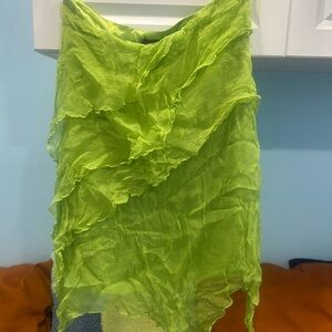 Spenser Jeremy Lime Green 100% silk Textured skirt